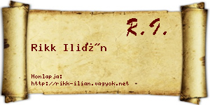Rikk Ilián névjegykártya